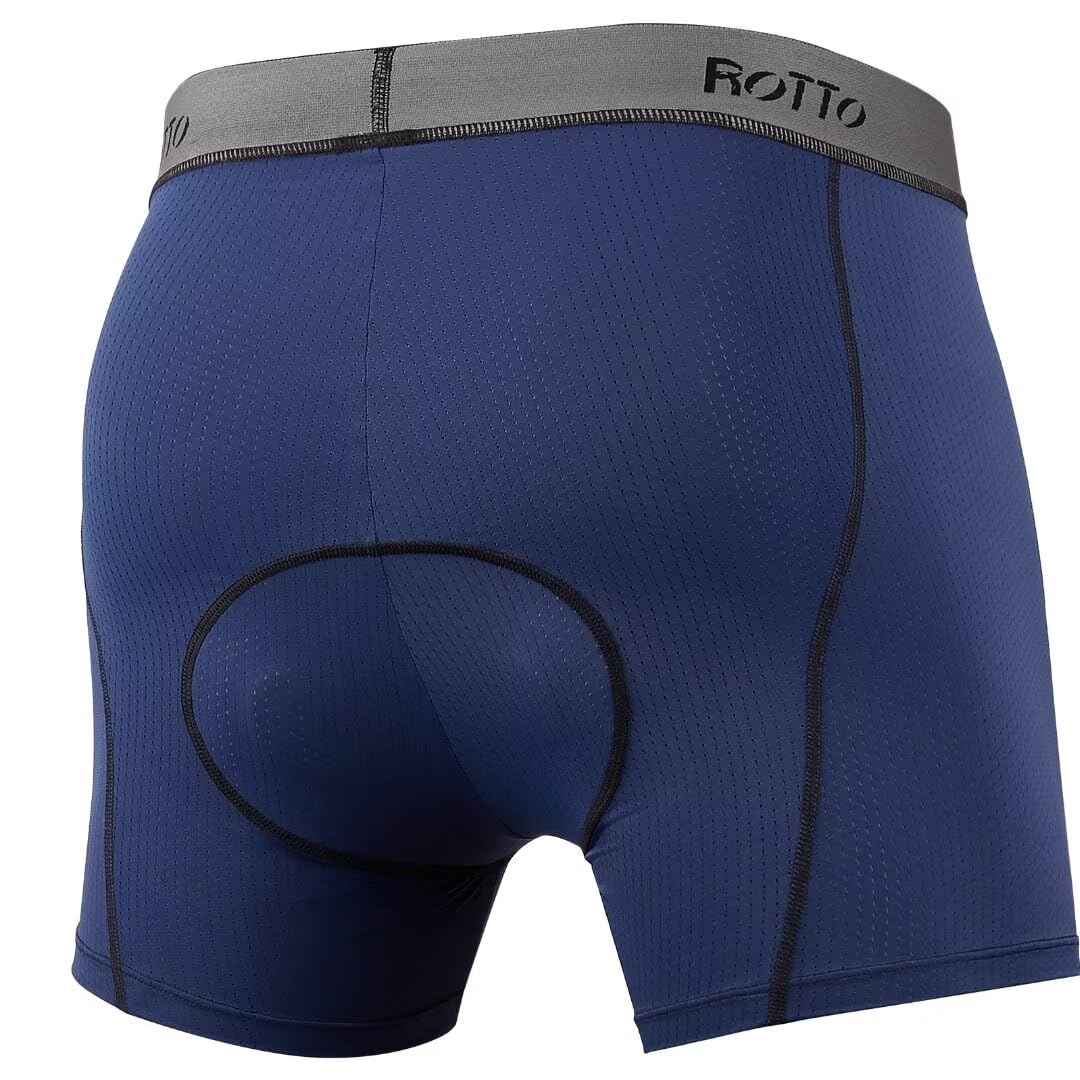 ROTTO Radlerhose Herren Radunterhose mit Sitzpolster Fahrradhose Unterwäsche Radhose Kurz MTB Liner Atmungsaktiv Schnell Trocknend