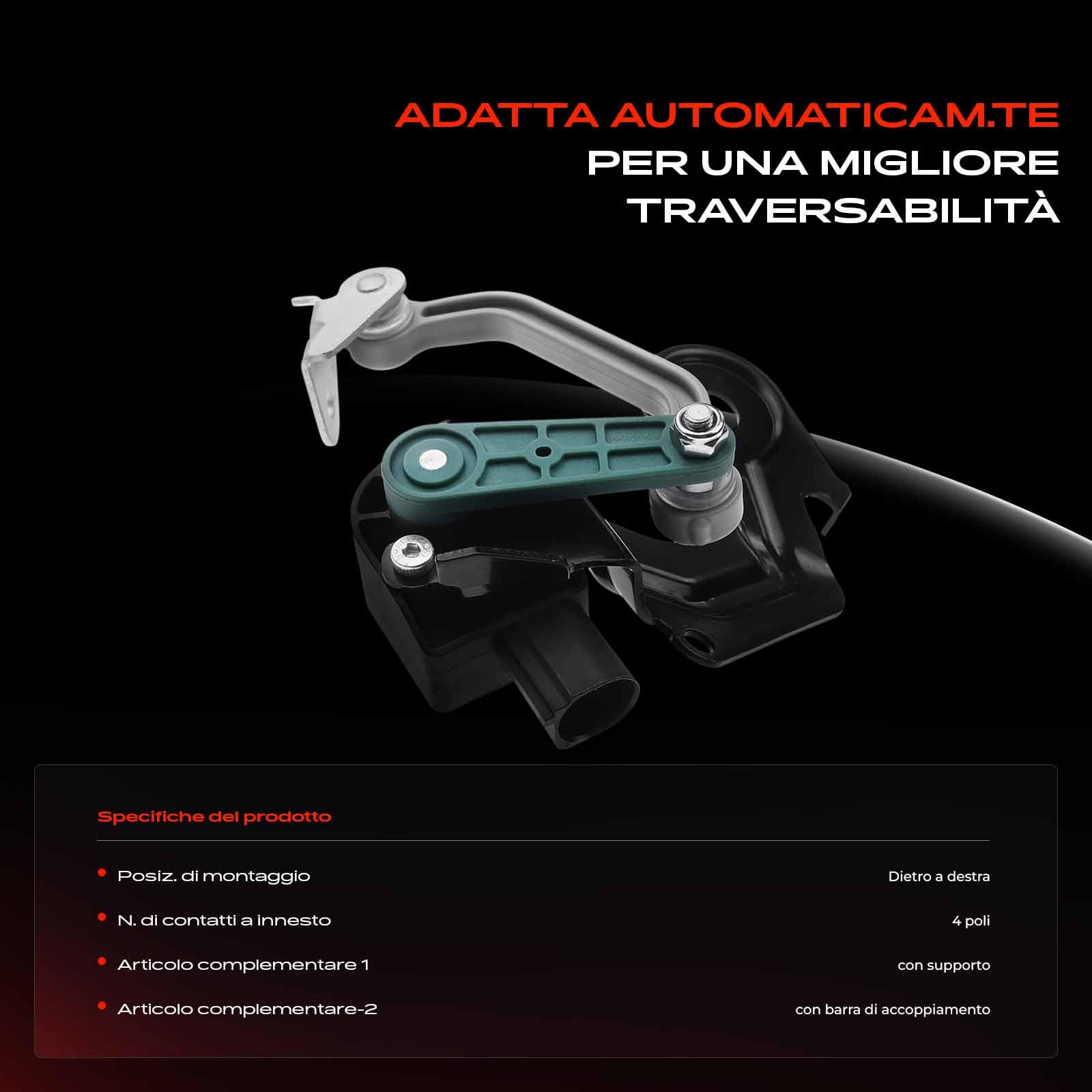 Frankberg Sensore di livello delle sospensioni pneumatiche posteriore | 4F0616572D; Compatibile con: A6 Allroad 4FH, A6 4F2, A6 Avant 4F5