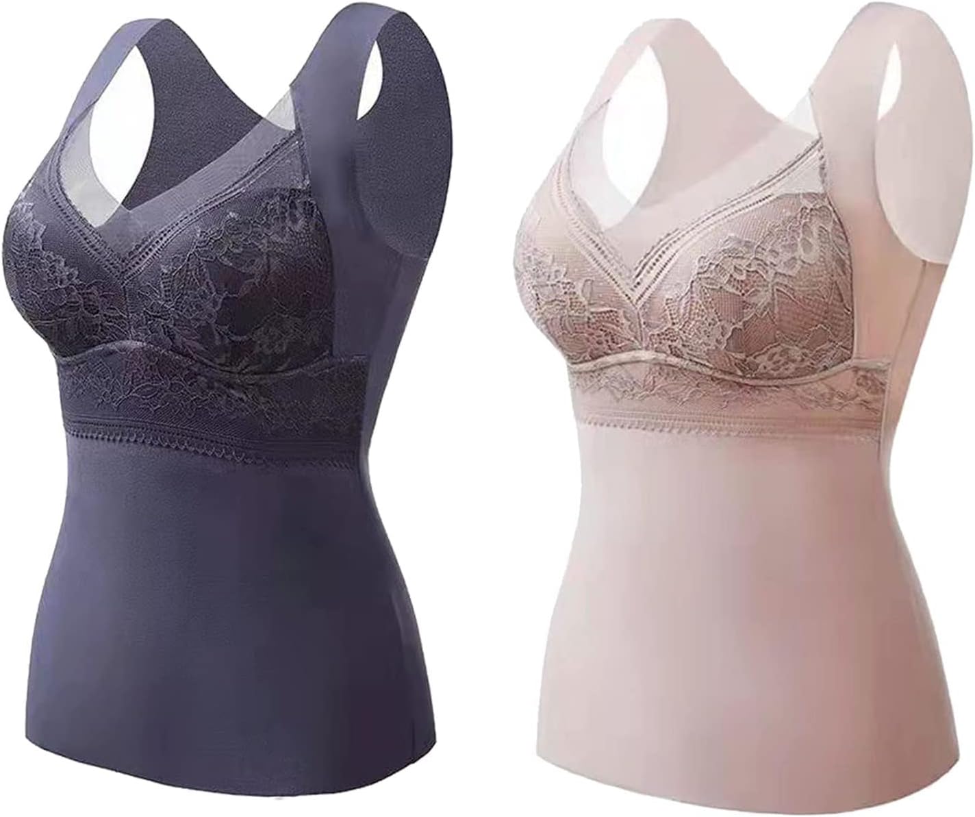 2-in-1 Built-in Bra Thermal Underwear Women's Thermal Underwear with Built-in Bra Warm Base Layer Vest