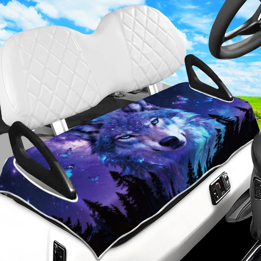 peacoblue Wolf with Starry Sky Golf Cart Seat Covers, Towel Seat Cover