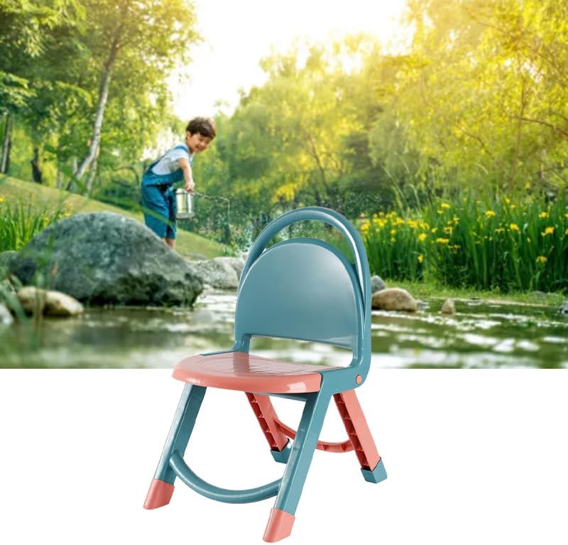 FILFEEL Kids Foldable Chairs - Thickened Multifunctional Cute Plastic Chairs for Home & Kindergarten Use (Cyan)