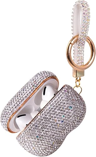 Funda moderna de lujo para AirPods 2020, con diamantes de imitación y llavero, funda protectora de cristal premium a prueba de golpes, para carga de