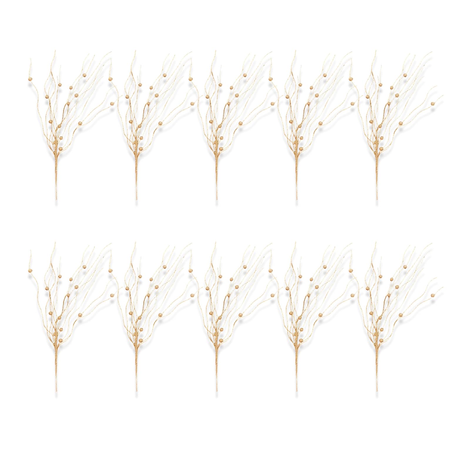 Elnwnnkc Light Rose Gold 10Pieces Synthetic Branch Glittering Christmas Picks Artficial Flower Leave For Holiday Floral Arrangements Sparkling Christmas Tree Picks