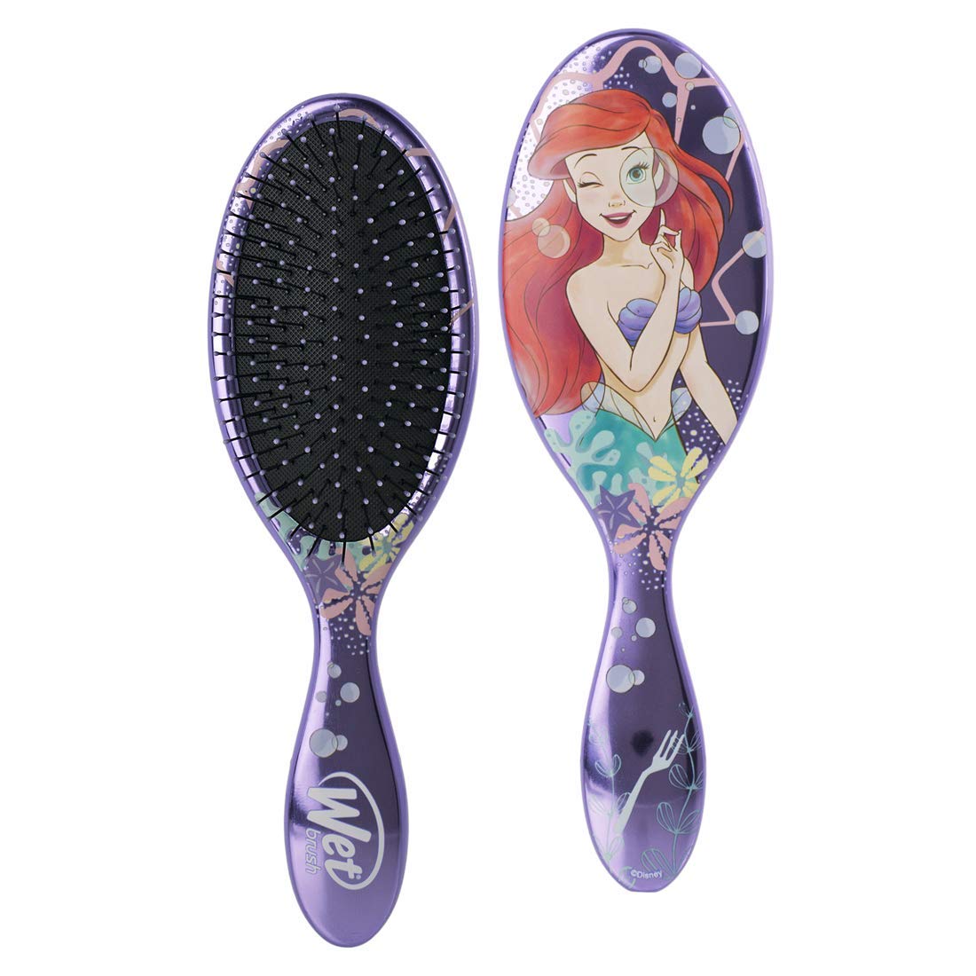 Disney Original Detangler Brush Princess Wholehearted - Ariel, Purple - All Hair Types - Ultra-Soft IntelliFlex Bristles Glide Through Tangles with Ease