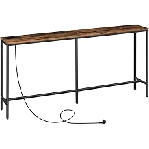 MAHANCRIS Console Table with Charging Station 180cm Narrow Sofa Table Industrial Entrance Table with USB Ports Side Table for Entryway Hallway Foyer Living Room Vintage Brown ACTHR18UE01