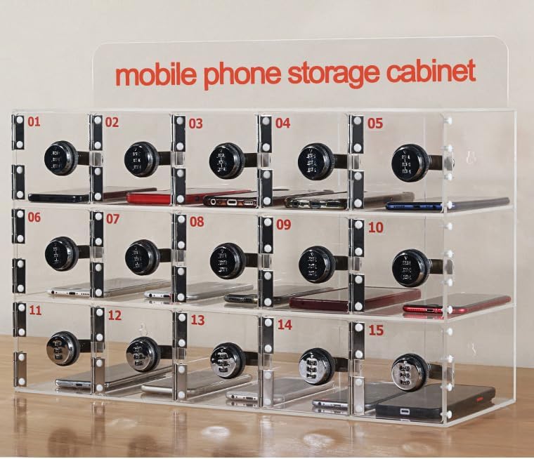 Acrylic Wall-Mounted Phone Locker Box with Locks & Keys - Secure Cell Phone Jail for Classroom, School, Office, Factory - Ideal for Managing Devices