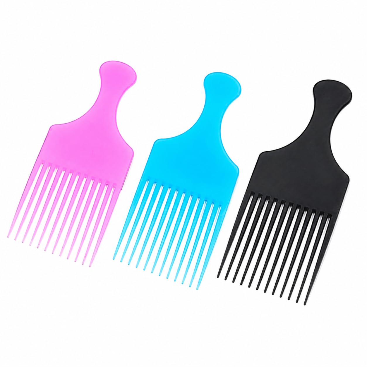 Hair Pick Comb Afro Detangling Combs, Multicolor, Set of 3-image-5