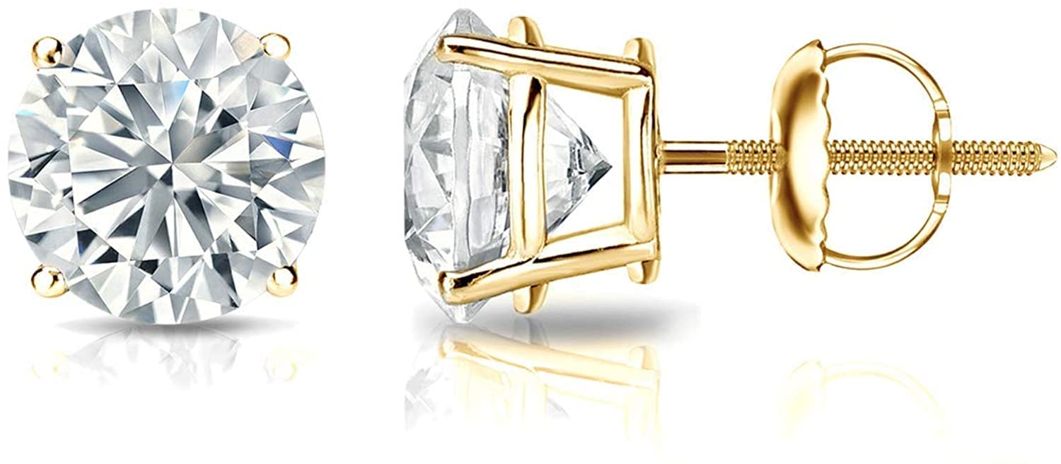 Diamond Wish1/4 to 2 Carat Lab Grown Diamond Round Stud Earrings in 14k Gold (E-F, SI1-SI2, cttw), 4-Prong Basket Screw Back by Diamond Wish