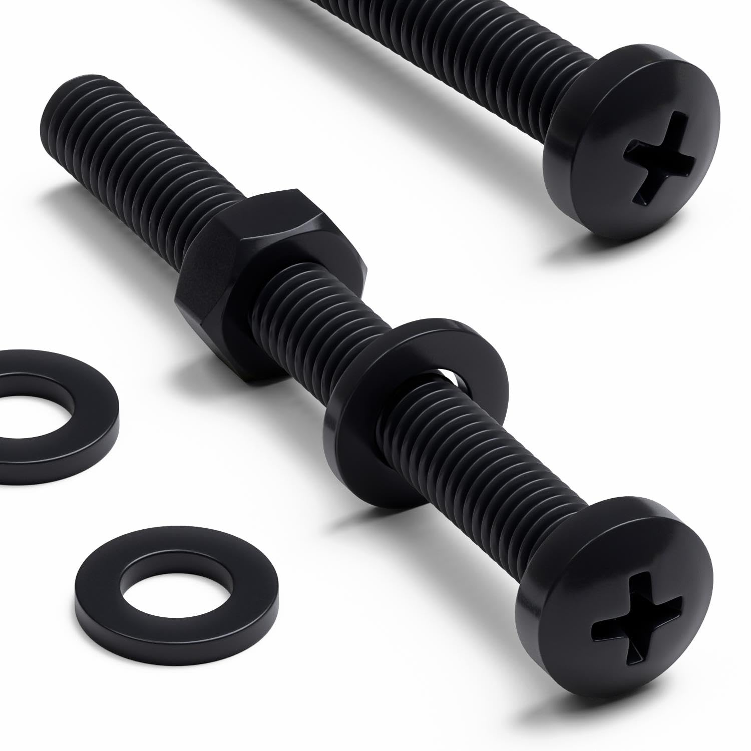 20 x Black Pan Head Screws Polypropylene (PP) Plastic Nuts and Bolts, Washers, M6 x 60 mm