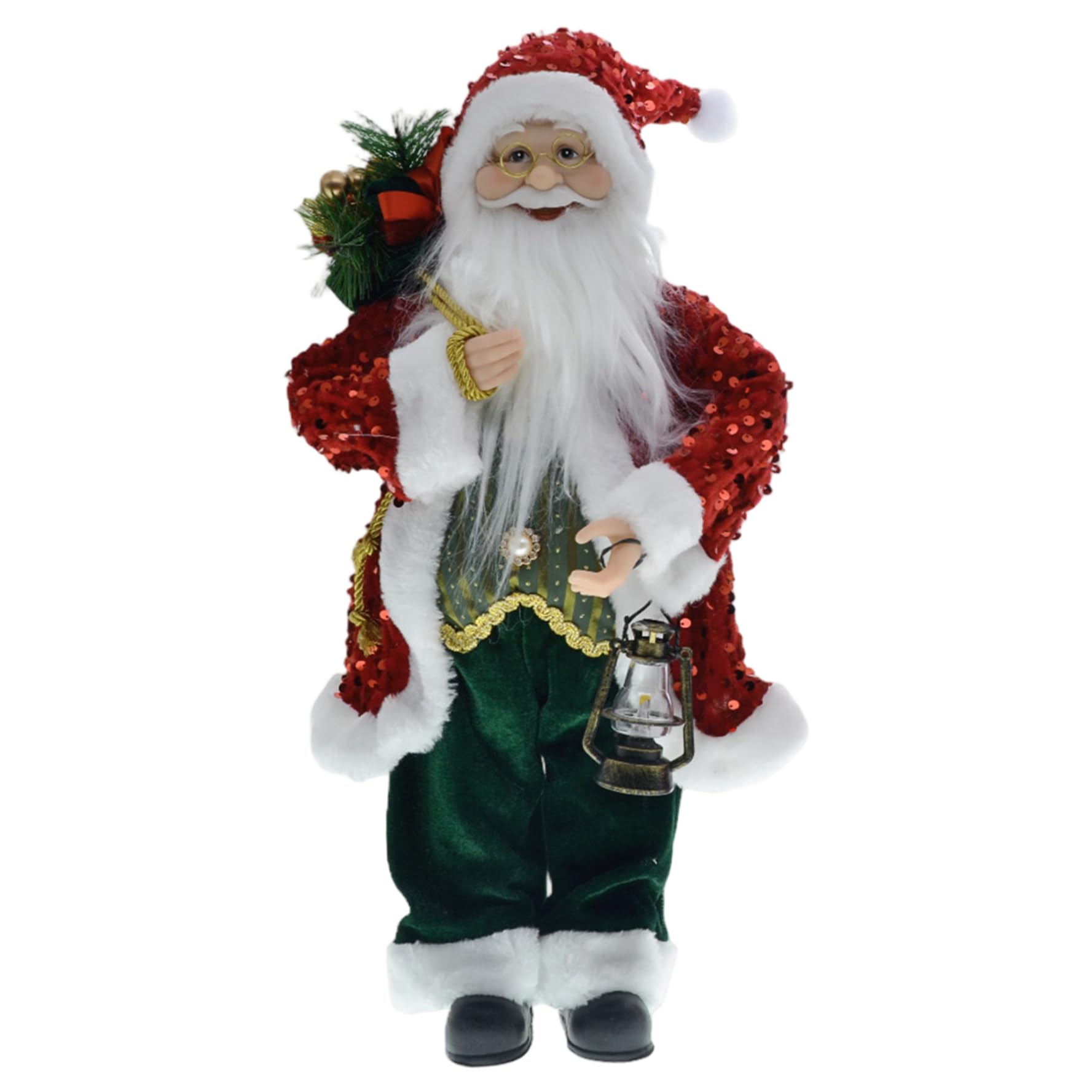 CAKEEYUM Santa Figurines 17.7in Standing Santa Statue with Hat Cute Christmas Ornaments for Home Office Table Xmas Party Favors Father