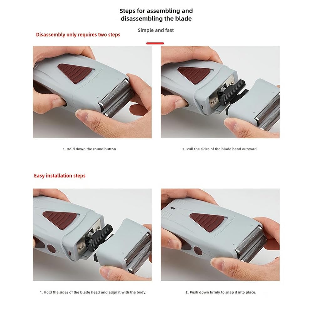 SYJYM Rasoio Elettrico Ricaricabile USB per Uomo Rasoio Portatile a Doppia Testa Lame in Acciaio Inossidabile Strumento per la Cura dei Baffi