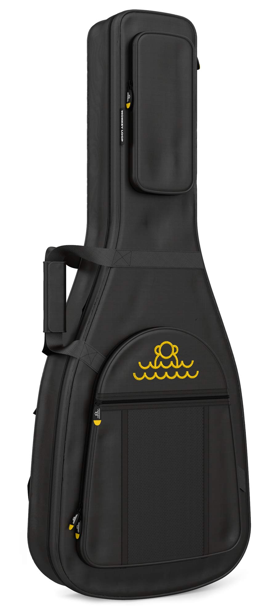 MONKEY LOOP Jumping - Custodia per chitarra con imbottitura da 18 mm, borsa per chitarra, tre tasche esterne, cinghie regolabili, materiale impermeabile