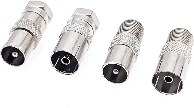 Kit de 4 adaptateurs d'antenne TV - Convertisseurs coaxiaux F vers PAL