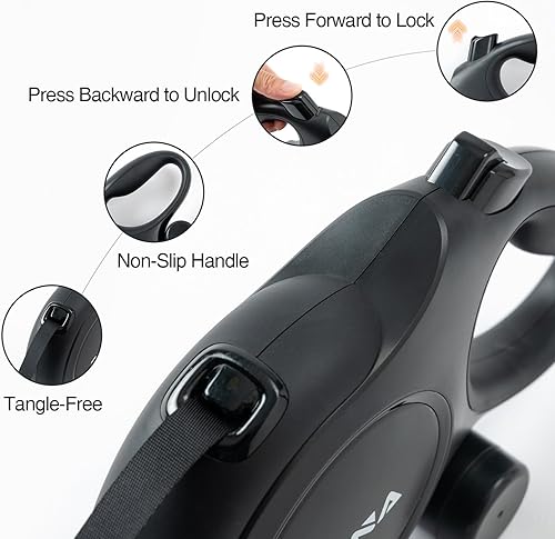 Miniatura 5 de PINA Correa retráctil mejorada para perro, correa de perro de 26 pies para perros pequeños, medianos y grandes de hasta 110 libras, cinta de nailon