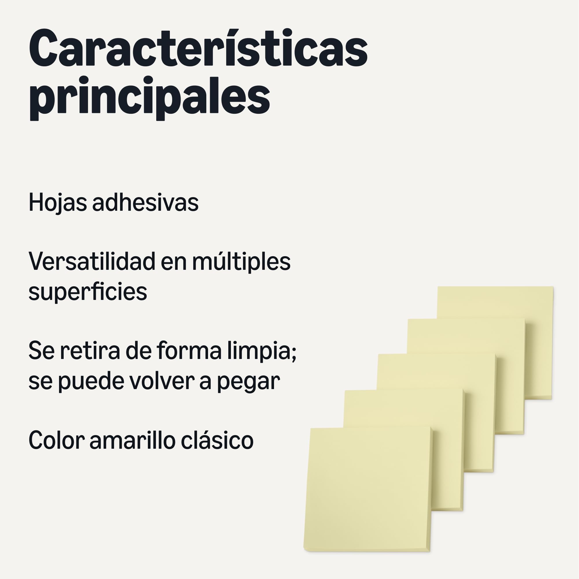 Amazon Basics Cuadrado Notas adhesivas, blocs autoadhesivos, Paquete de 5, 7.6 x 7.6 cm, Amarillo