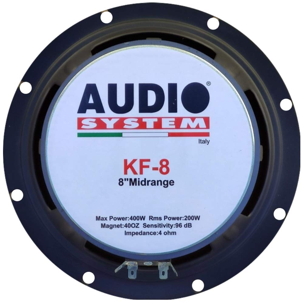 1 MIDRANGE compatibile con AUDIO SYSTEM KF-8 KF8 altoparlante da 20,00 cm 200 mm 8" di diametro 200 watt rms e 400 watt max 4 ohm sensibilità di 96 db auto, 1 pezzo