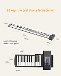 KONIX 88 Keys Roll Up Piano, Upgraded Portable Rechargeable Handheld Roller Piano Keyboard, 128 Rhythms, 128 Tones, Roll Out Keyboard Piano with LED Display Midi Function, Best