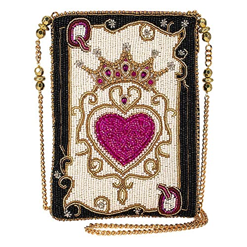 Mary Frances Deal Me in Beaded Mini Crossbody Bag with Crown and Heart Novelty Evening Clutch Purse, Multicolor