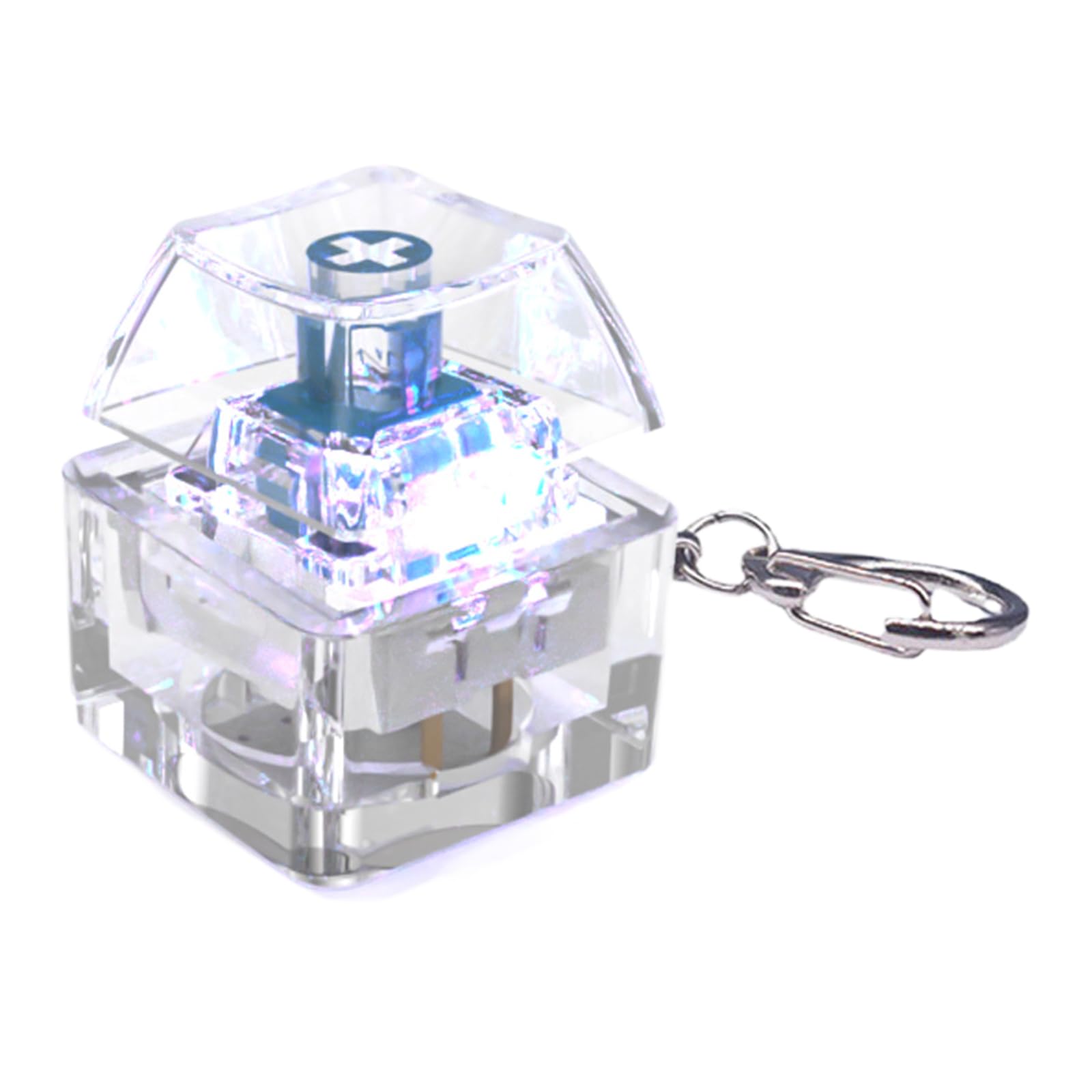 Hsyzygian Transparent White Ke Led Illuminated Keyboard Clicks Keychain Keycap Tester For Adults Keyboard Clicks Led Light Keychain Toy Stress Relief Gadget