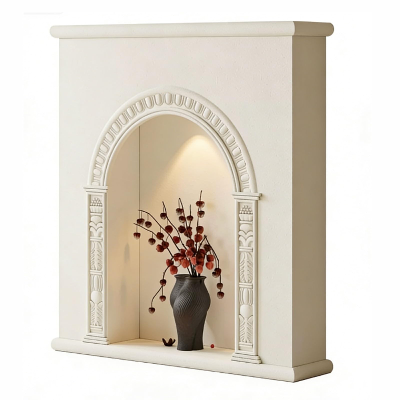 Fzl02068lm White Mantels Surrounds Decorative Fireplace Mantel Shelf Vintage Arched Surround Cabinet Decorated Frame(,Medium)