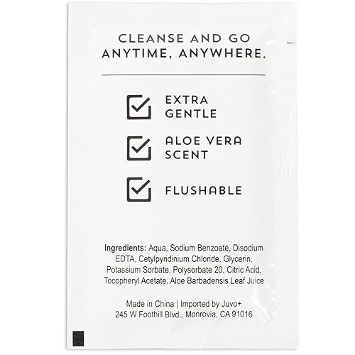 Miniatura 9 de Paquete de 100 toallitas húmedas para mujer envueltas individualmente desechables perfumadas de aloe vera
