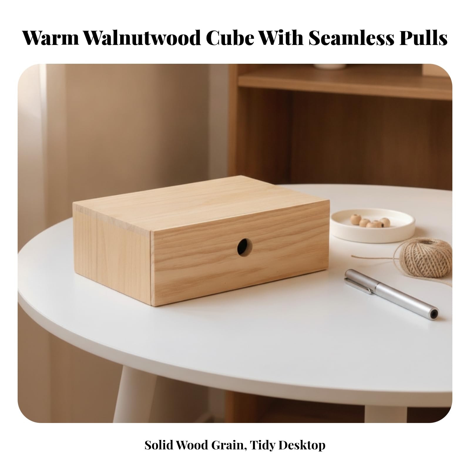 Portapenne E Organizzatore in Legno per Scrivania con Cassetto per Accessori E Oggetti Piccoli Scatola Rettangolare con Buco Tondo per Dito Adatto per Scrivania E Comodino