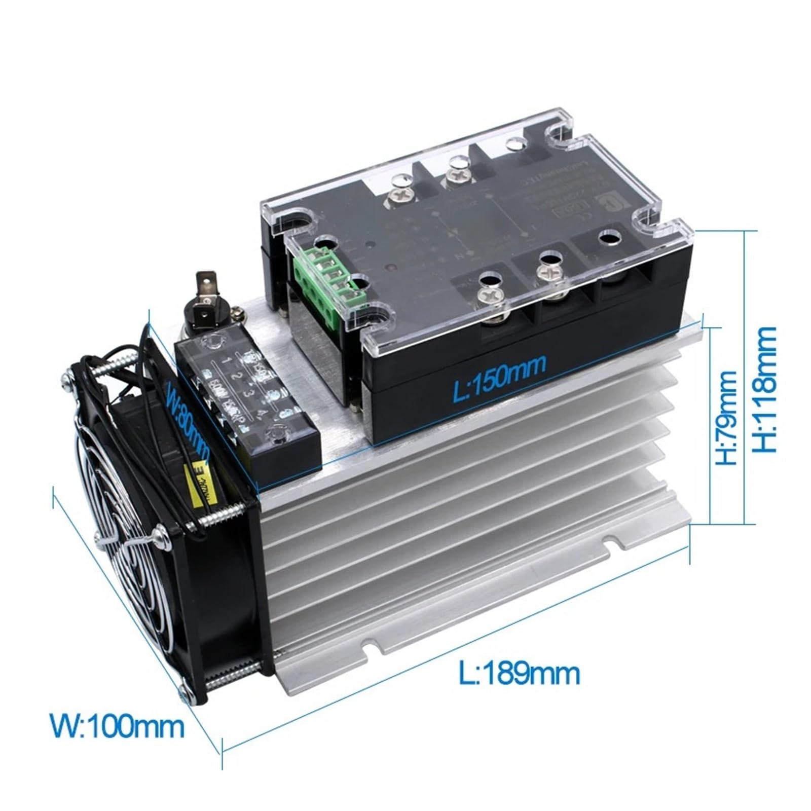 Relè a stato solido Modulo regolatore di tensione CA monofase 220V 380V 150A 180A 200A Modulo regolatore di potenza con isolamento completo migliorato con dissipatore di calore(150A,220V)