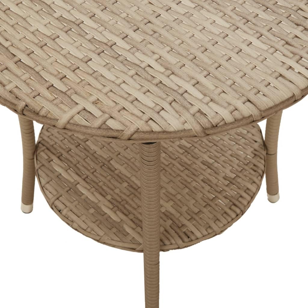 vidaXL Gartensessel mit Tisch 2 STK., Verstellbar Gartenstuhl mit Stahlrahmen, Loungesessel für Außenbereich, Relaxsessel Sthulset, Beige Poly Rattan
