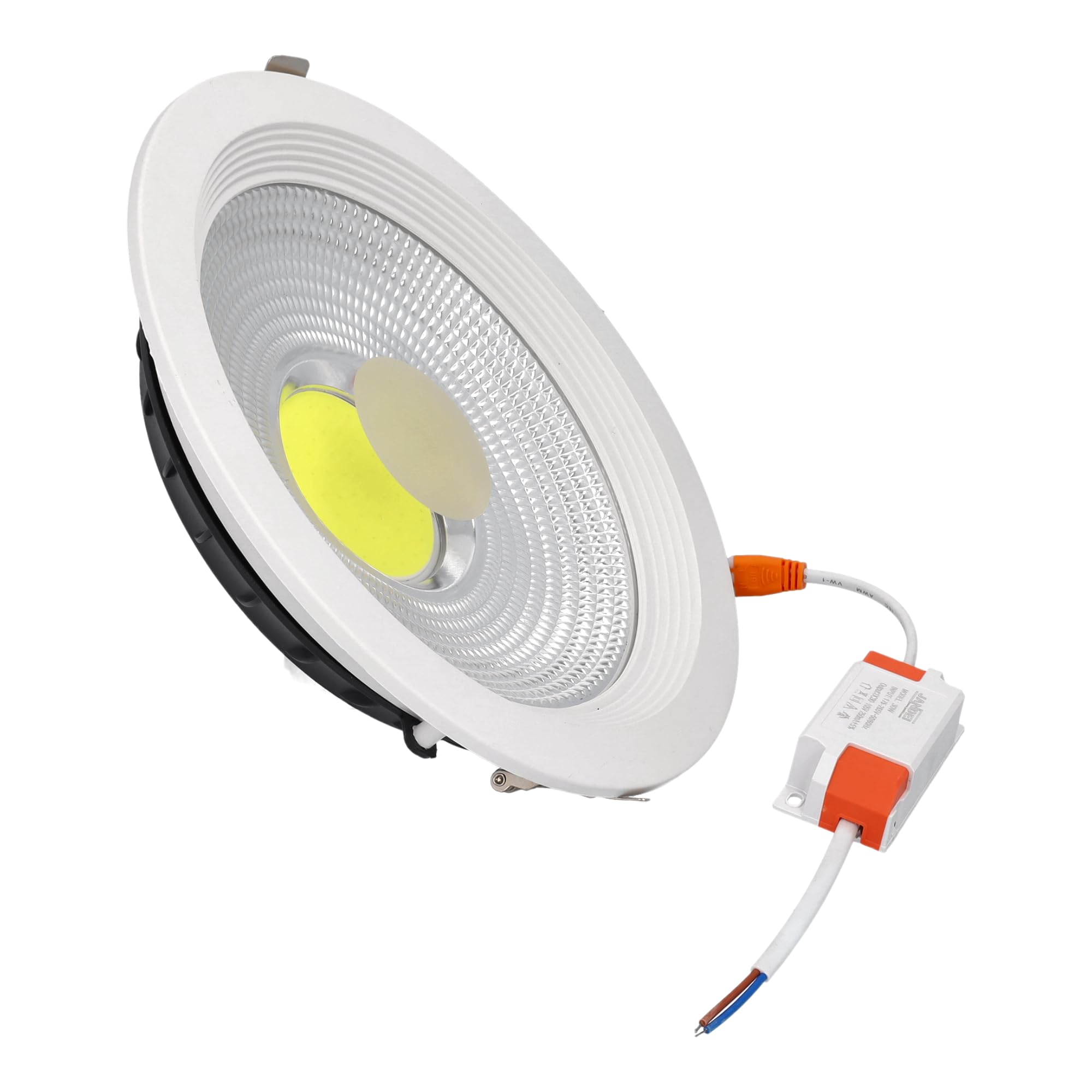 Jandei COB 30 W, wpuszczany reflektor LED, okrągła rama aluminiowa, biała, 212 x 52 mm (otwór wpuszczany 185 mm), 2700 lm, IP44, idealny do salonu, kuchni, łazienki - 5 sztuk (zimne światło 600K)