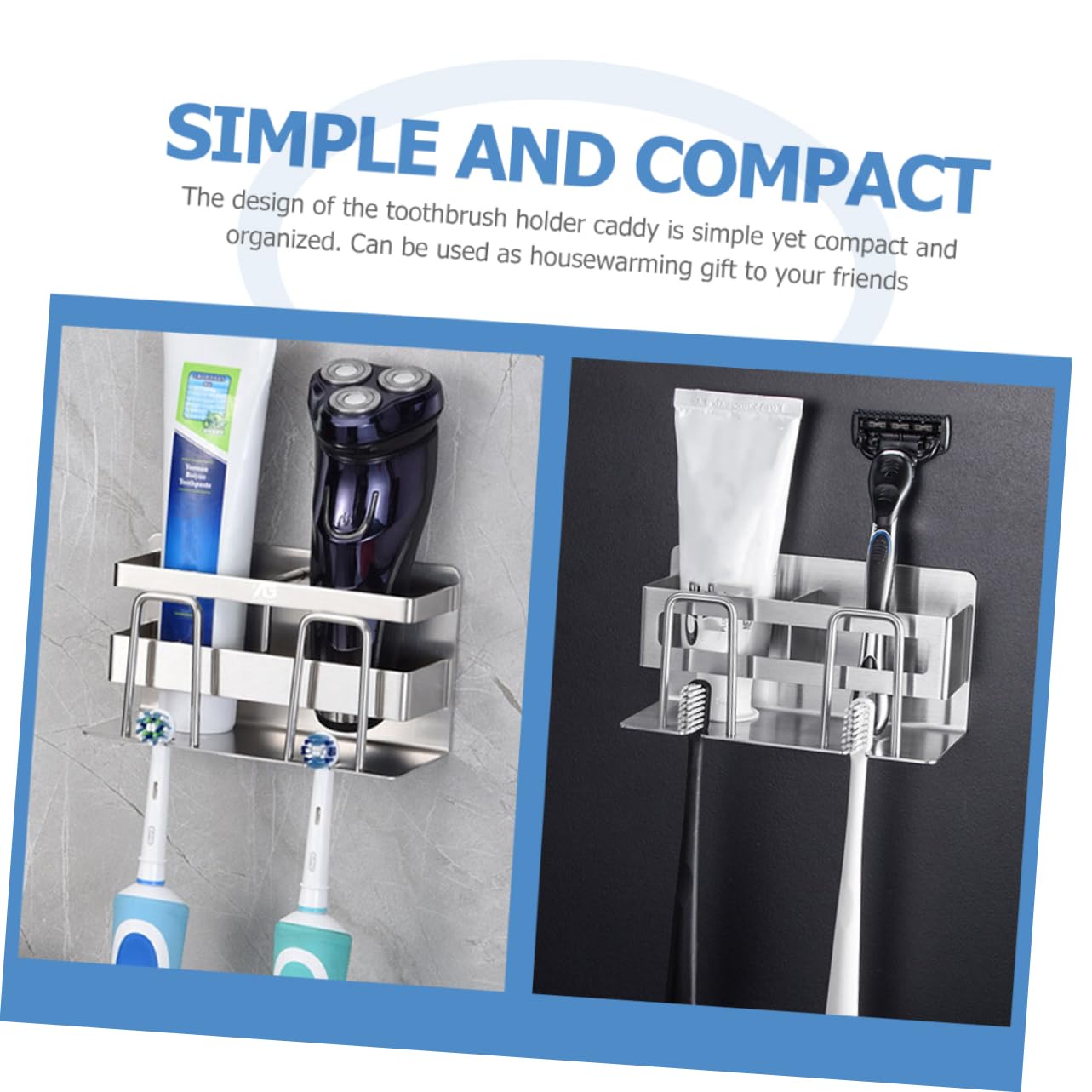 Supporto da Parete per Bagno in Acciaio Inox per Spazzolini