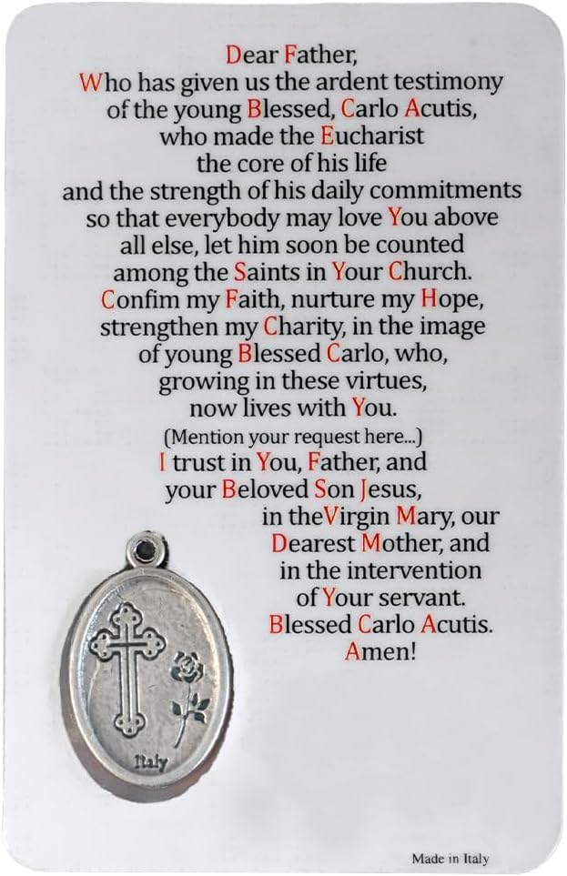 VILLAGE GIFT IMPORTERS Carlo Acutis card with bracelet | Beautiful catholic bracelet and prayer card | Christian Jewelry | Beautiful blue design | Catholic Prayer Accessory - Image 4