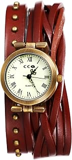 JewelryWe Damenuhr Wickelarmbanduhr Lederarmband Uhr Vintage Analog Quarz Armbanduhr Damen Echtleder Geflochten Armband Wickelarmband Halloween Punk Uhr