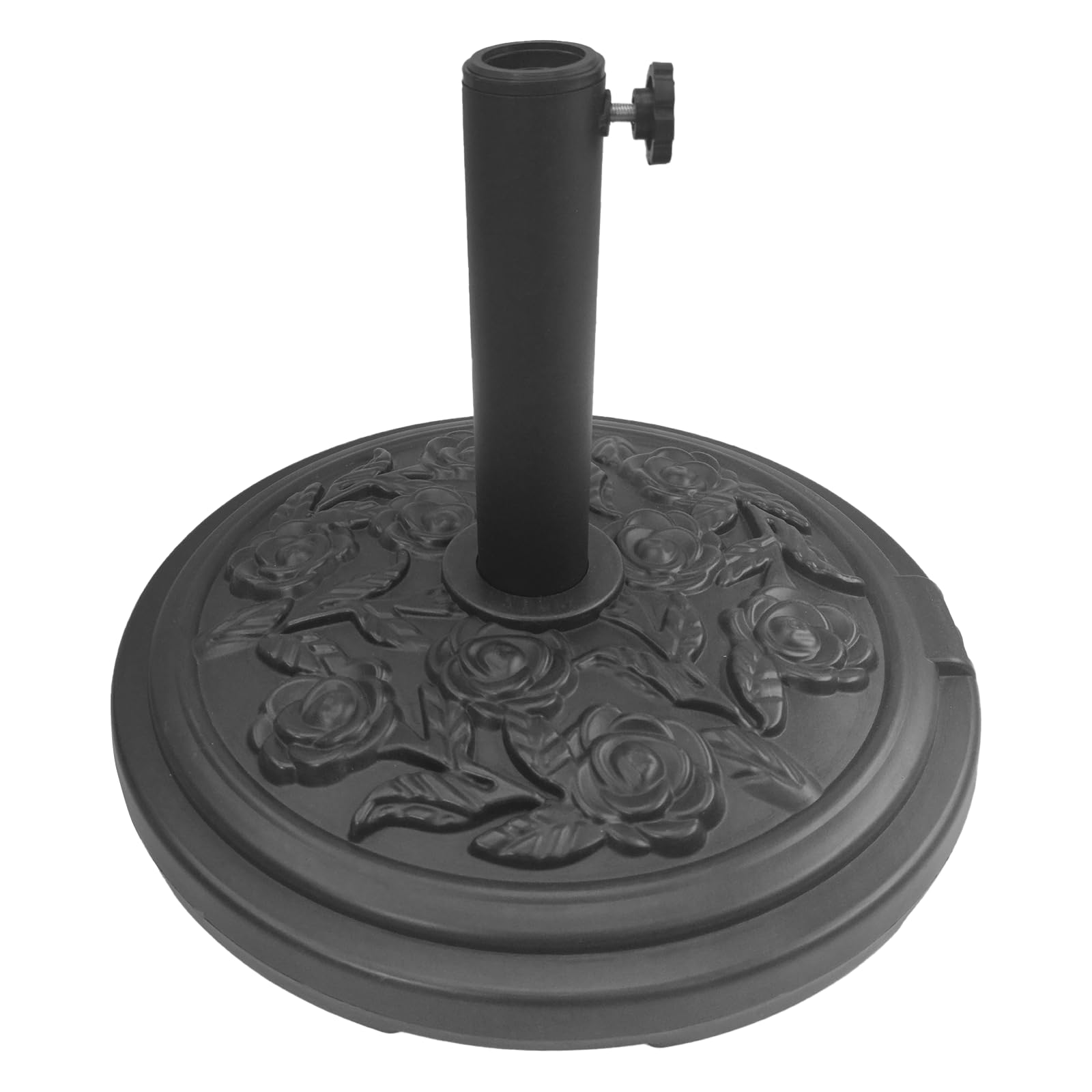 T&Jero Round Heavy Duty Patio Market Table Umbrella Base Stand Pre-filled for Outdoor, 26 lb Black