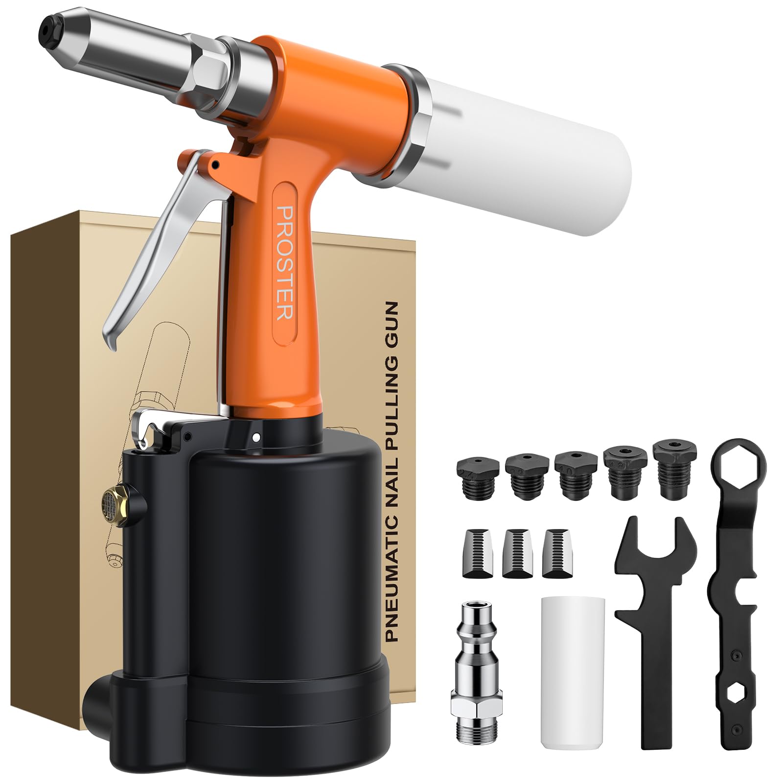 Photo 1 of Proster Pneumatic Riveter - 3924LBF Pulling Pneumatic Rivet Gun, Heavy-Duty Air Pop Riveter 3/32", 1/8", 5/32", 3/16" and 1/4" Capacity