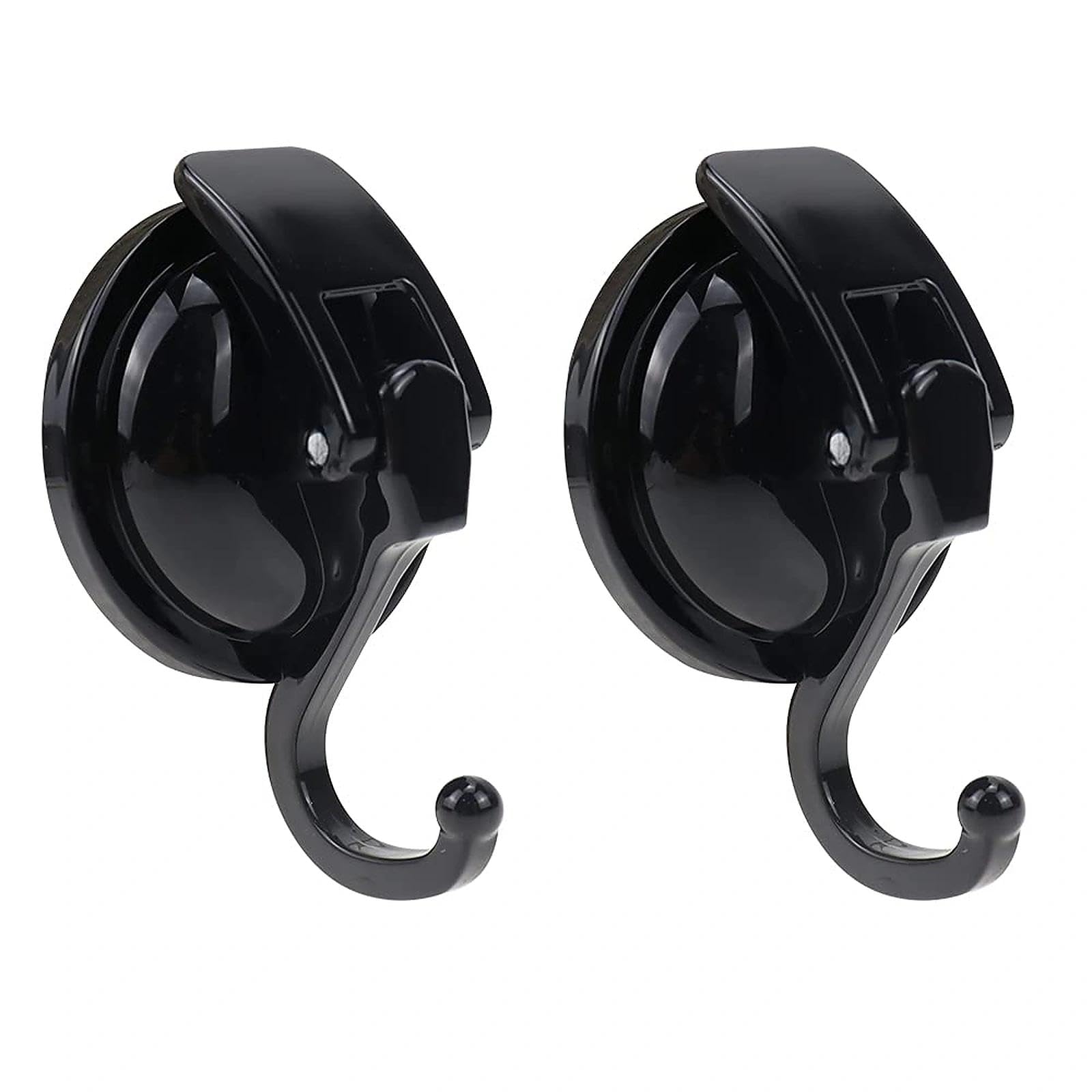 Plcatis Black Suction Hooks Heavy Duty 2-Pack Bathroom Towel Robe Hooks Super-Strong Nano Suction Cup Hooks No Drilling Waterproof Towel Coat Christmas Hooks Holds 5Kg