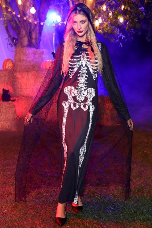 Miniatura 4 de For G and PL Women's Halloween Black Lace Dress Spider Web Costume