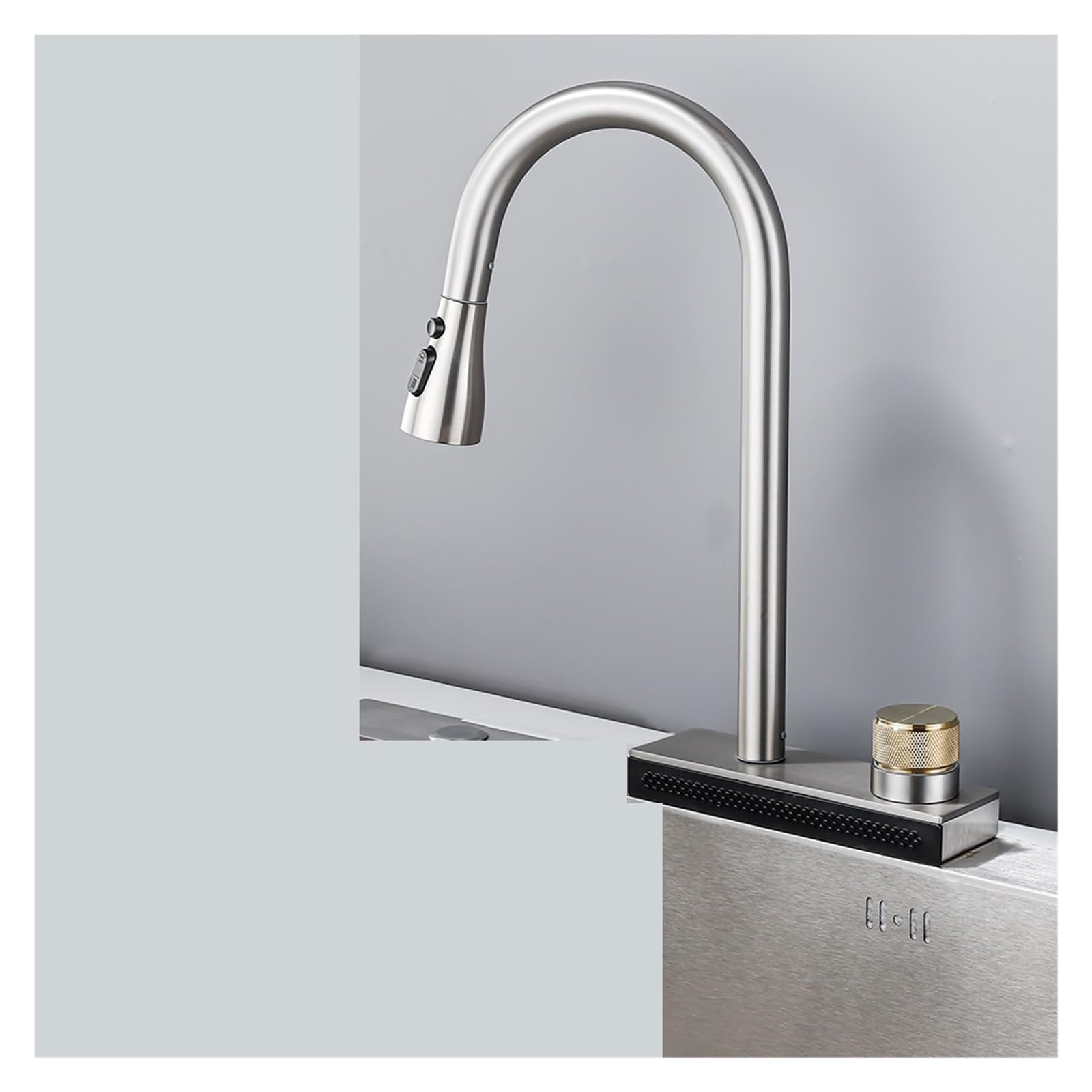Robinet de cuisine noir cascade extractible mitigeur évier en laiton eau chaude et froide