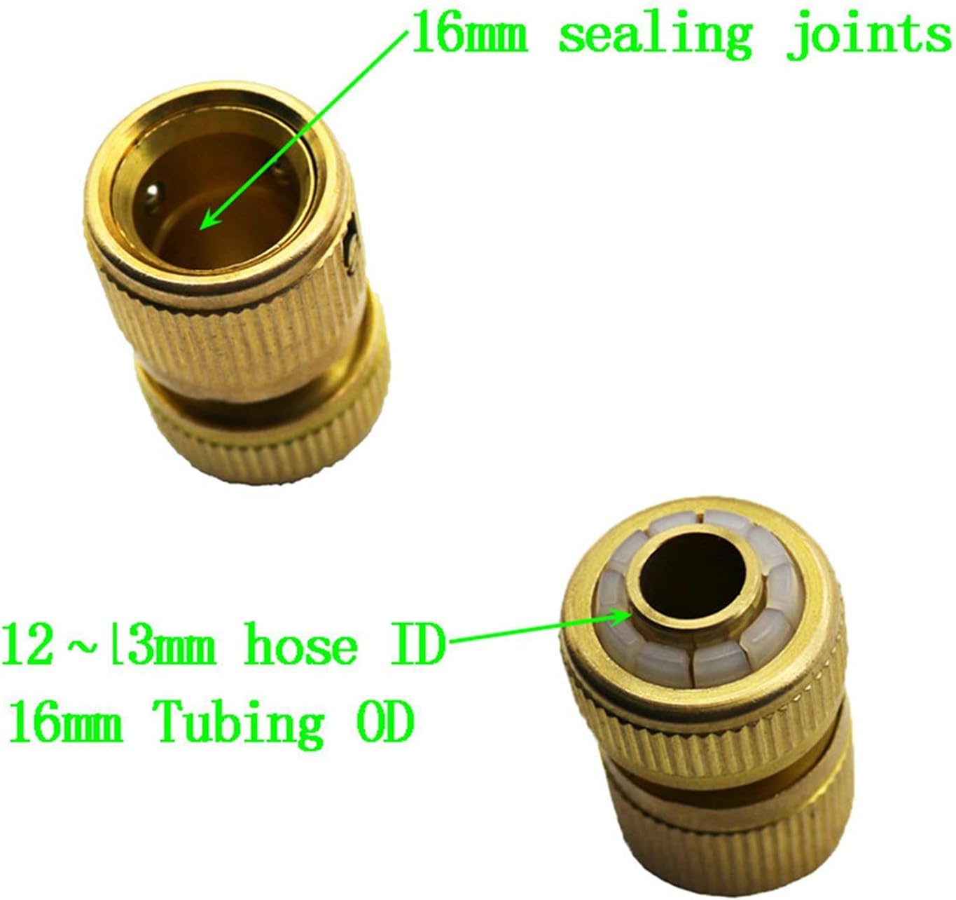 Generic Hose Connector Adapter 5Pcs Copper Pipe Quick Connector for Quick Connection of Industrial Hose Faucet and Washinghine Water Gun Fittings Sealing (Diameter : 16Mm)/16Mm