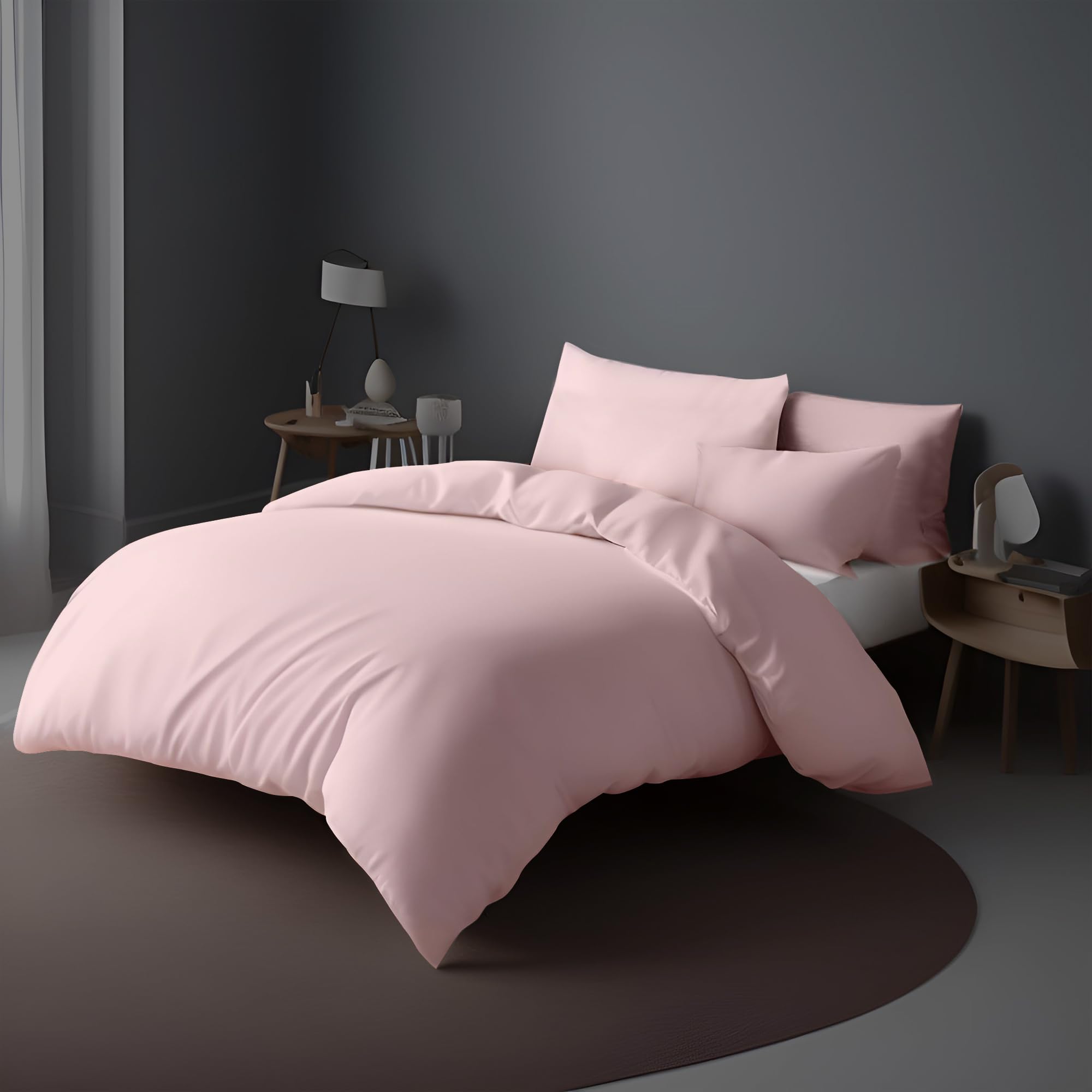 LivinEase Set Copripiumino Matrimoniale 240x220 CM con 2 Federe 65x65 CM in Microfibra Ultra Morbida, Ipoallergenico e Traspirante, Facile da Lavare, Rosa Monocromatico, Design Elegante e Moderno