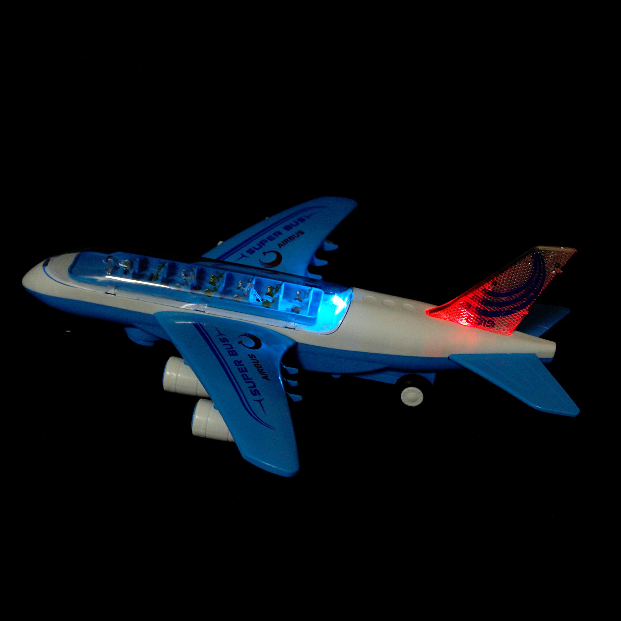 RAINBOW RIDERS Air Bus Toy Lights & Sound Boys/Girls, Battery Operated Plane with Universal Wheel (Doesn't Fly) (Blue) 2