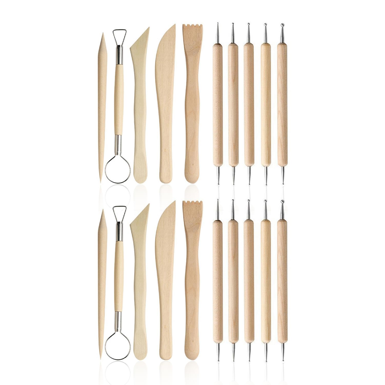 WUFGWBD 20 Pieces Of Wooden Soft Clay Sculpture Set, Handmade Pottery Sculpture Tools, Special For Diy Art Carving, Suitable For Beginners.