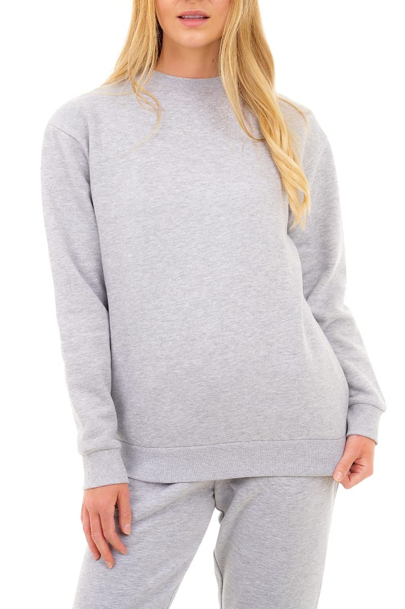 M17 Women's Grey Recycled Sweatshirt Soft Cosy Casual Long Sleeve Top Pullover Jumper Crewneck Sweater (M, ), 5056242846888