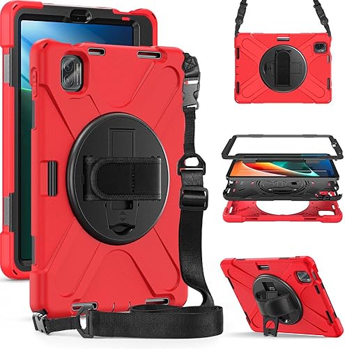 Para Xiaomi Pad 5  Xiaomi Pad 5 Pro Funda de tableta de 11.0 pulgadas 3 en 1 Marco de plástico duro + doble silicona correa de mano y correa de