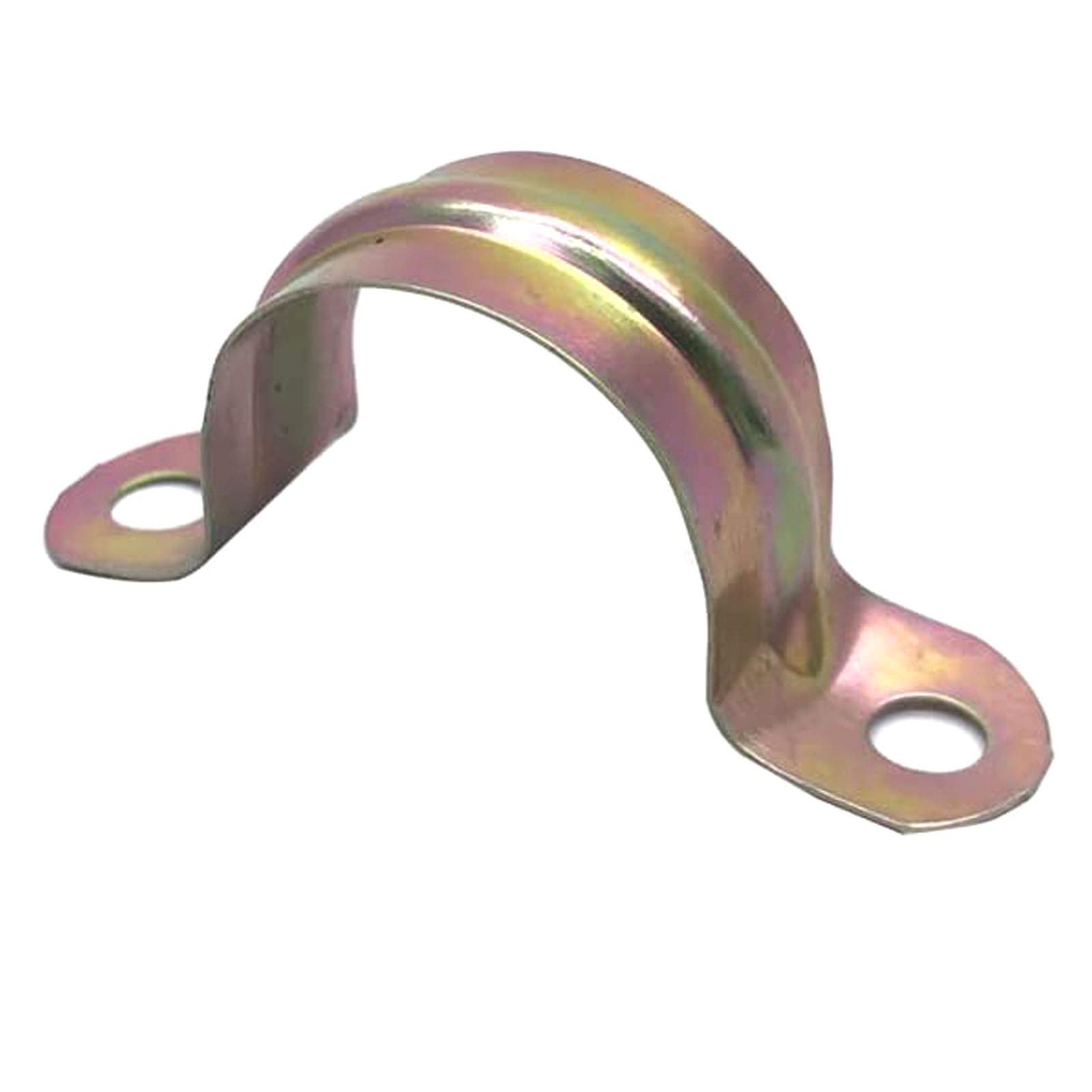 100 Pcs 1/2inch Rigid Pipe Strap,Two Hole Strap U Bracket Iron, Widened Tube Strap Tension Clip Assortment Kit Heavy Duty Pipe Clamp（20mm）