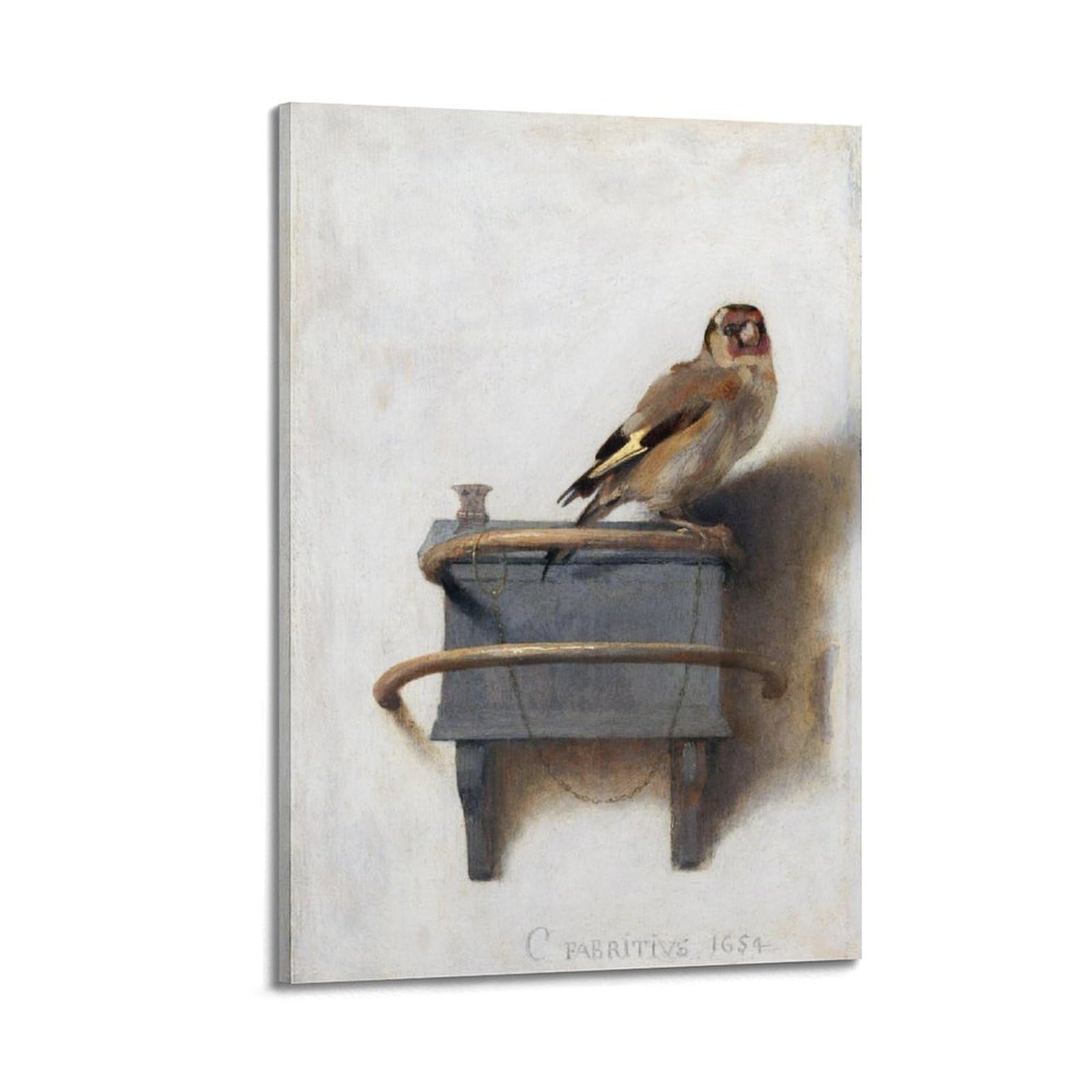 Yomcut Karel Fabritius The Goldfinch 1654 Poster sur toile pour décoration murale de salon 60 x 90 cm