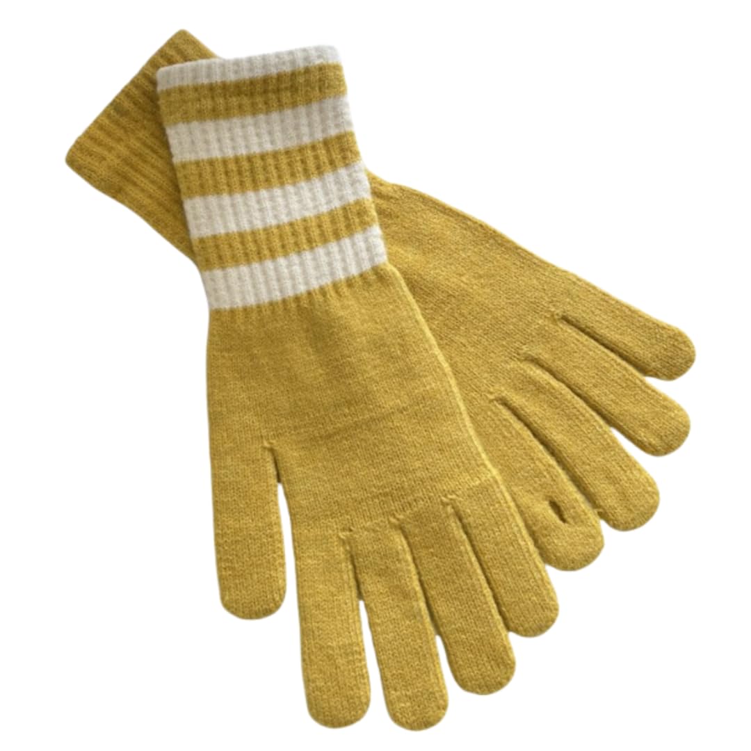 JINZIJINYU Striped Touch Screen Gloves Winter Cold Protection Student Split Finger Wool Gloves - Yellow