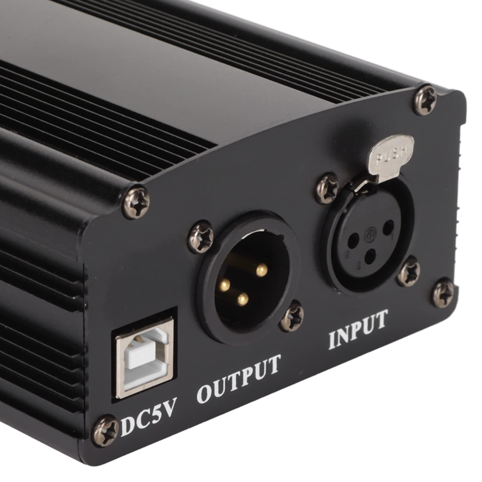 Bewinner Alimentation Fantôme 48 V, Alimentation Fantôme pour Microphone à Fonctionnement Facile, Alimentation Micro à Condensateur 1 Canal avec Câble XLR 3 Broches et Câble USB.