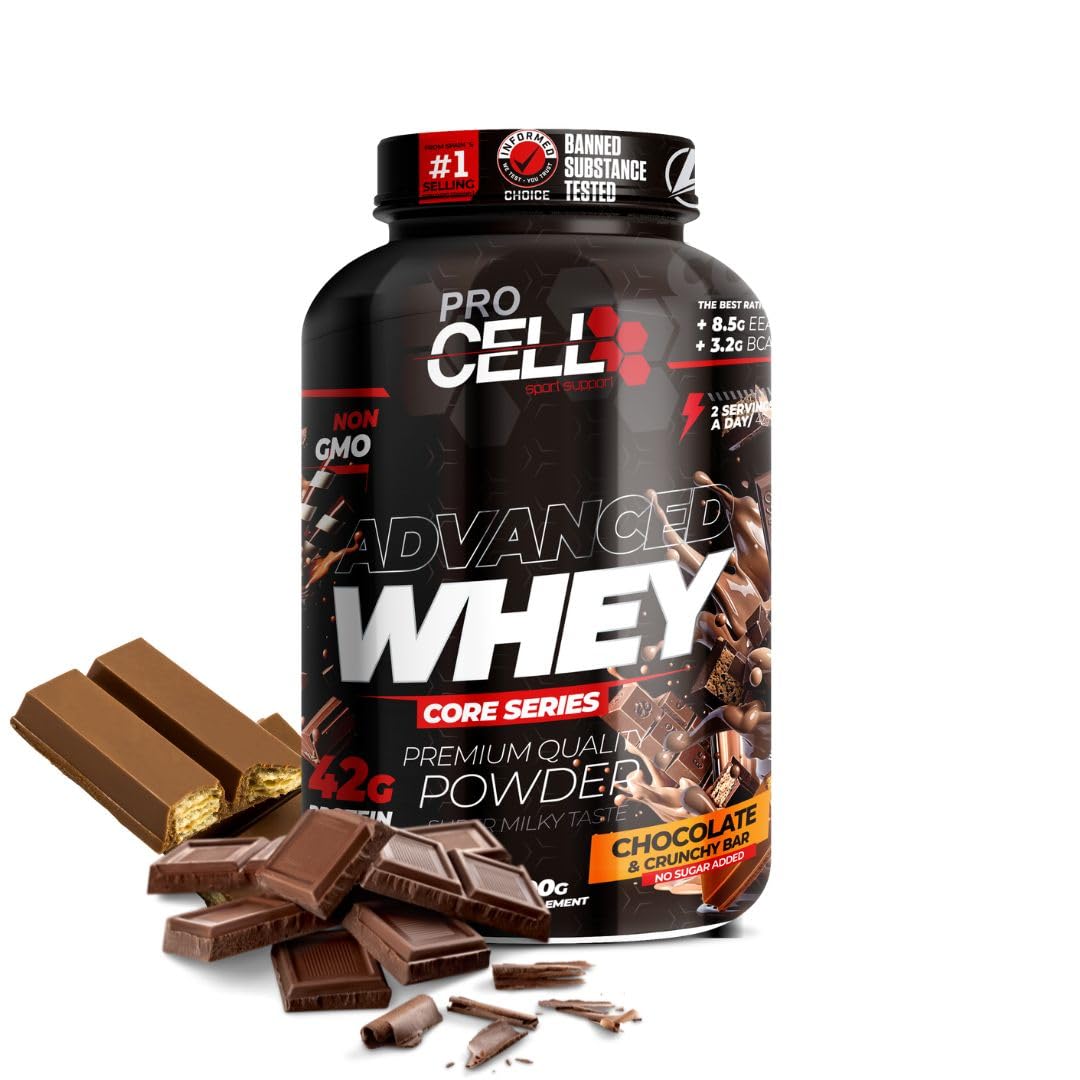 Procell Proteinas Whey 2kg (Chocolate) Zero Azúcar, 21g de Proteina, 66 Servicios Whey Protein Concentrado y Aislado de Suero - Proteinas para Masa Muscular en Polvo para Batidos