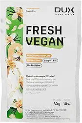 DUX HUMAN HEALTH - FreshVegan - Proteína Vegana de Ervilha e Arroz, 20g de Proteínas por Porção - Suplementos Naturais, Suplementação Treino Academia, Ganho Muscular Hipertrofia - Baunilha - Sachê 31 g