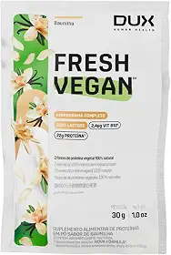 DUX HUMAN HEALTH - FreshVegan - Proteína Vegana de Ervilha e Arroz, 20g de Proteínas por Porção - Suplementos Naturais, Suplementação Treino Academia, Ganho Muscular Hipertrofia - Baunilha - Sachê 31 g